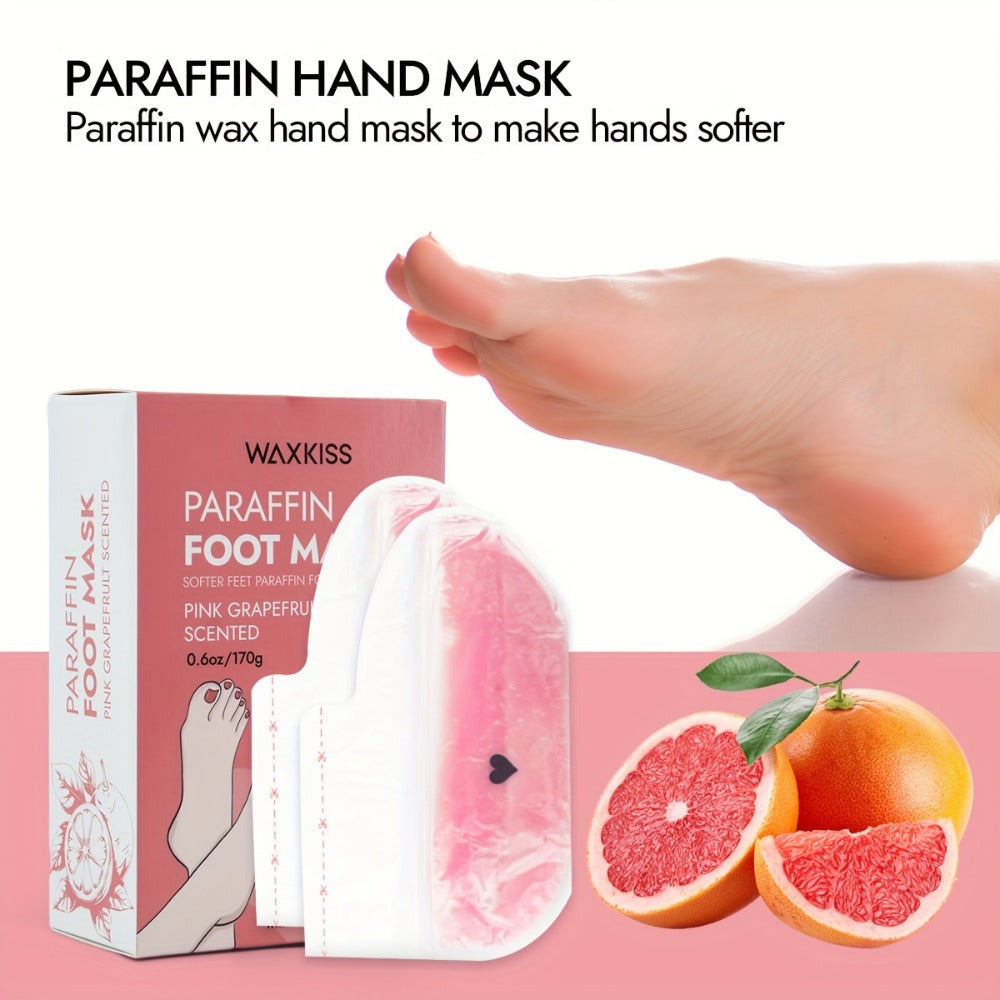 WAXKISS Gift Box Paraffin Beauty Mask Hand and Foot Mask Home Care Stone Wax Hand Mask Foot Mask New Formula Long-Lasting Smooth Soft Care Easy to Use Precise Care for Hands and Feet Smooth Hand and Foot Experience Pink Grapefruit Purple Lavender