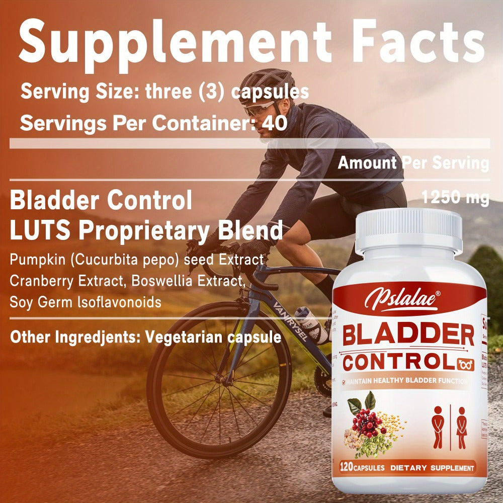 Bladder Control - with Cranberry, Pumpkin Seed, Soy Germ, Supports Urinary Tract Health, Supports A Good Night Sleep, for Women & Men - 120pcs