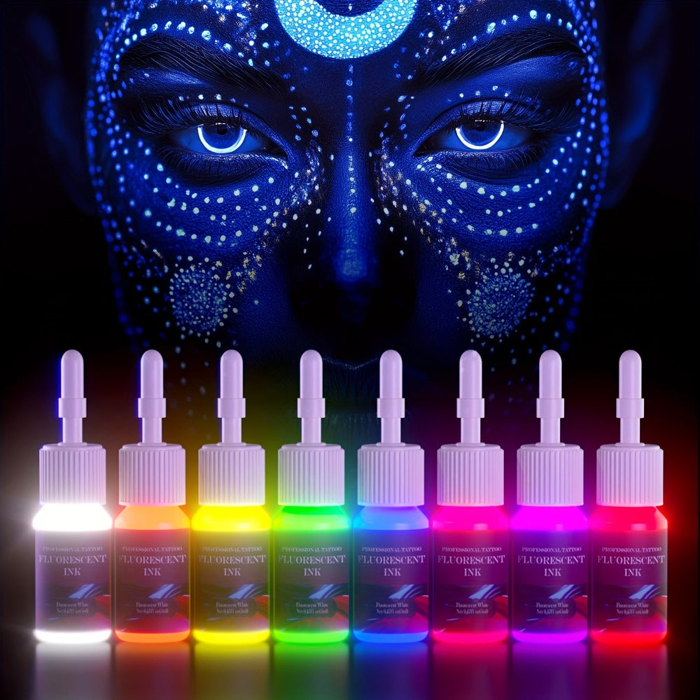 8pcs Fluorescent Color Body Painting Ink | 0.17oz DMTATTOO Full Color Body Painting Ink for Tattoos