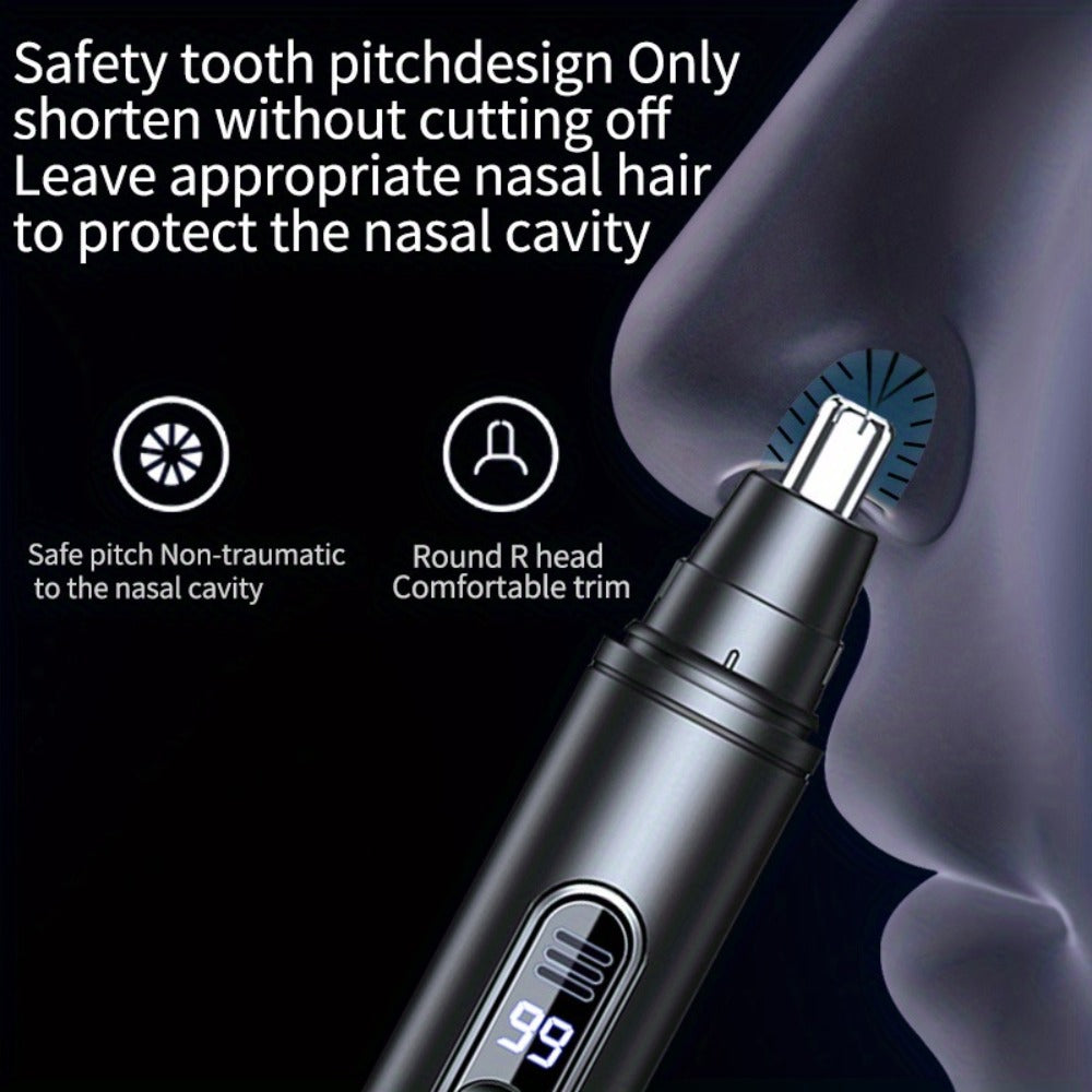 Electric Nose Hair Trimmer, Painless Facial Hair Removal Device for Men And Women - with LED Display Screen, USB Charging, Suitable for Trimming Nose Hair, Ear Hair, Eyebrows, Etc