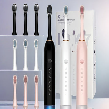 Sonic Electric Toothbrush 6 Modes Smart Timer USB Rechargeable - Soft Bristles for Sensitive Gums - Whitening Oral Care Toothbrush for Men & Women (Black/White/Pink)