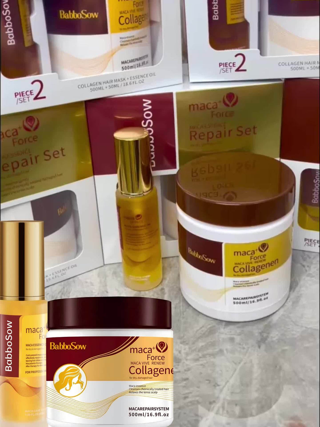 Collagen Hair Deep Conditioning Hair Mask Argan Oil Set |Maca Collagen Essence Repairing Hair Mask & Oil Set| Deep Conditioning for Damaged, Dry Hair - Restores Shine, Adds Strength & Elasticity Holiday Gifts for Women