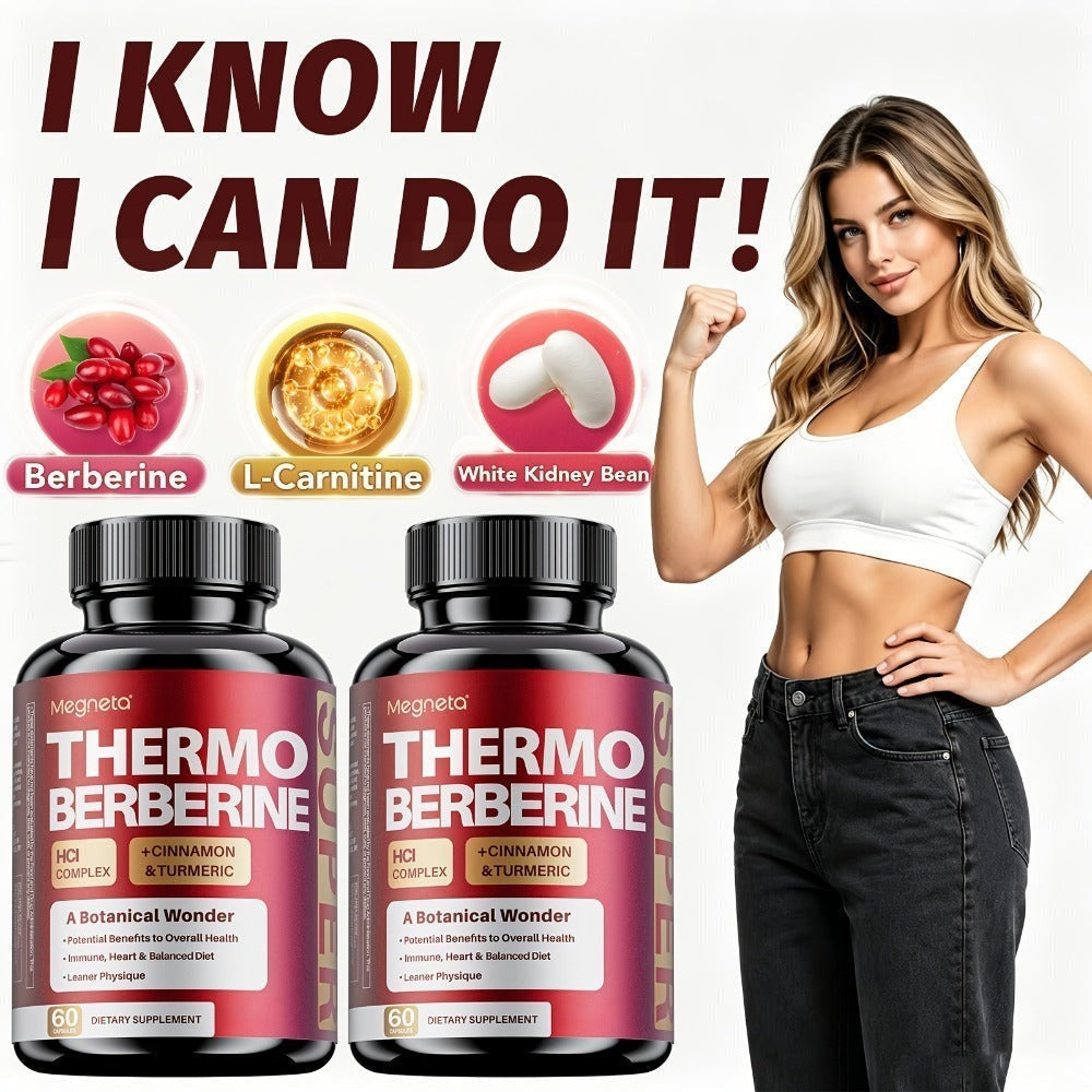 Super Thermo Evolution Supplement|Berberine Capsule for Balanced Diet, Fitness Companion, Digestion & Gut Health|Herbal Formula with White Kidney Bean, Safflower Oil, Acetyl-L-Carnitine|Health Weight, for Men And Women, 30-Day Supply
