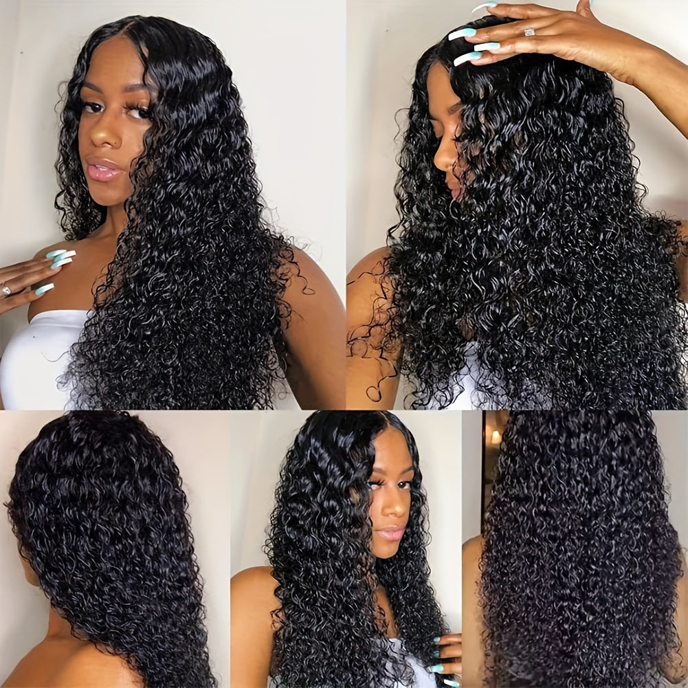 Kinky Curly Lace Front Wigs Human Hair 4X4X1 Lace Closure Wigs 180% Density Kinky Curly Wigs with Brazilian Unprocessed Wig Natural Color
