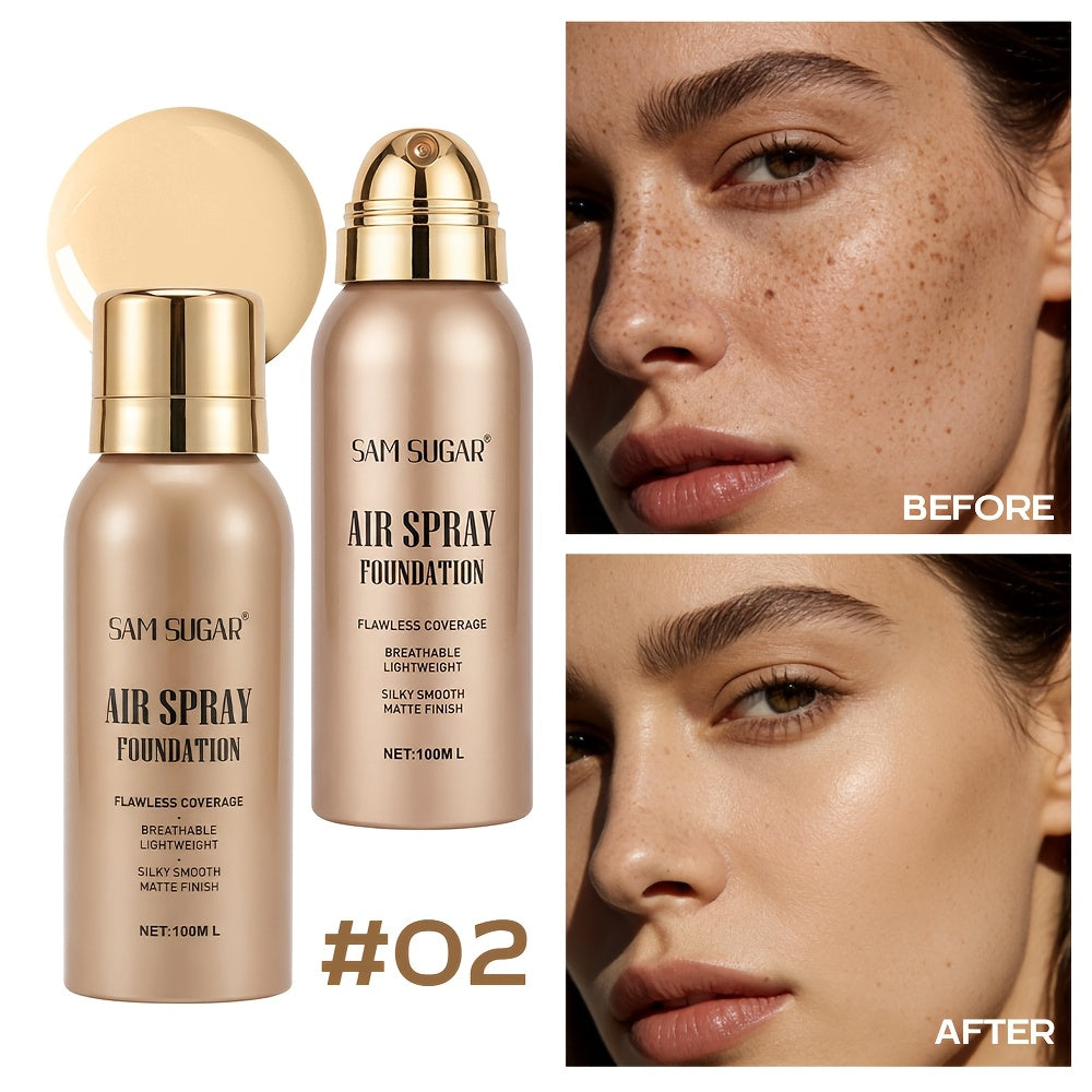 Waterproof Matte Foundation Spray — Long-Lasting Full Coverage Liquid Foundation, Sweat-Proof & Transfer-Resistant, Natural Finish for All Skin Types