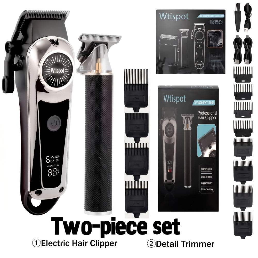 Take Care Of Everything! 2pcs/3pcs/4pcs Men'S Electric Hair Clipper, Nose Hair Clipper, Shaver Set - Wireless USB Charging Professional Hair Clipper Set With Lithium Battery - His Ideal Gift, Christmas, Valentine'S Gift| Fashionable Golden Design!