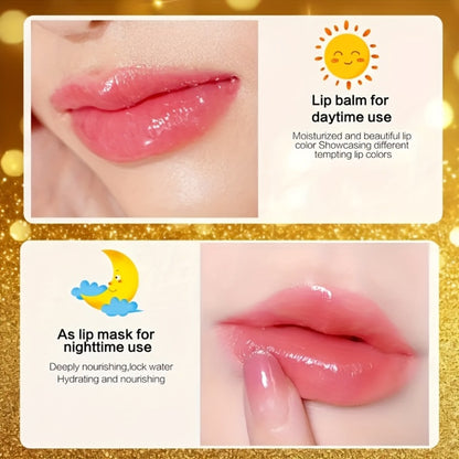 Color Changing Lip Gloss Set 3 Pcs - Temperature Magic Pink Tint, Crystal Jelly Balm & Lipstick Combo, Plant Squalane Moisturizing, Natural Hydrating Lip Makeup, Valentine's Day Christmas Gift