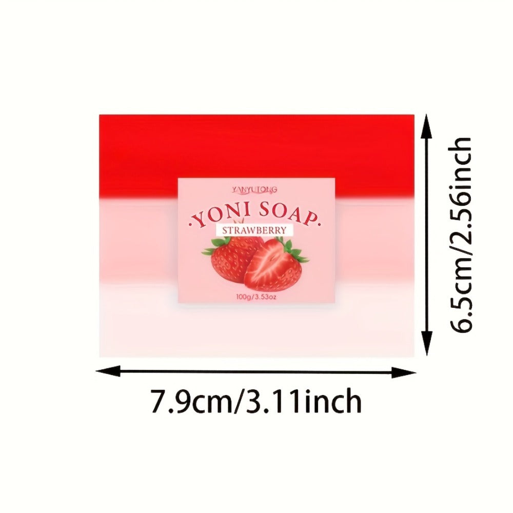 100g 3pcs Of Ladies' Strawberry Intimate Soap That Cleanses The Skin And Balances Value, Soap And Bath Products