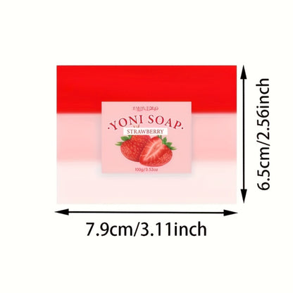 Strawberry Intimate Soap for Women 3-Pack – pH-Balanced Feminine Wash Bar for Gentle Intimate & Body Cleansing | Moisturizing Sensitive Skin Friendly Feminine Hygiene Soap | Refreshing Scent, 100g Each