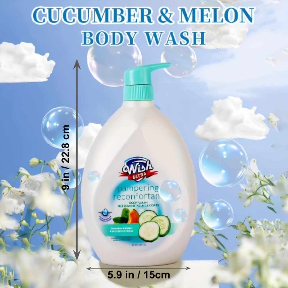 [Body Wash for Men & Women] 33.8fl.oz Body Wash for Men & Women, Long-Lasting Fragrance, Notes of Cucumber & Melon Flavor, Deep Cleaning, Make the Skin Smoother, Effectively Remove for Removing Stubborn Dead Skin, Excess Oil, Black * White Heads