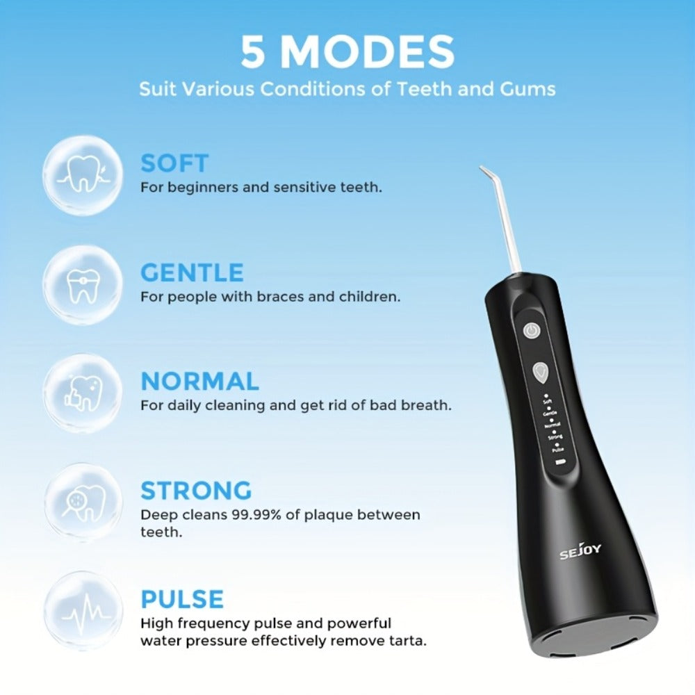 Water Flosser Portable Oral Irrigator - USB Rechargeable Dental Tooth Cleaner with 10.14oz Reservoir - Cordless Water Flosser for Home & Travel Use