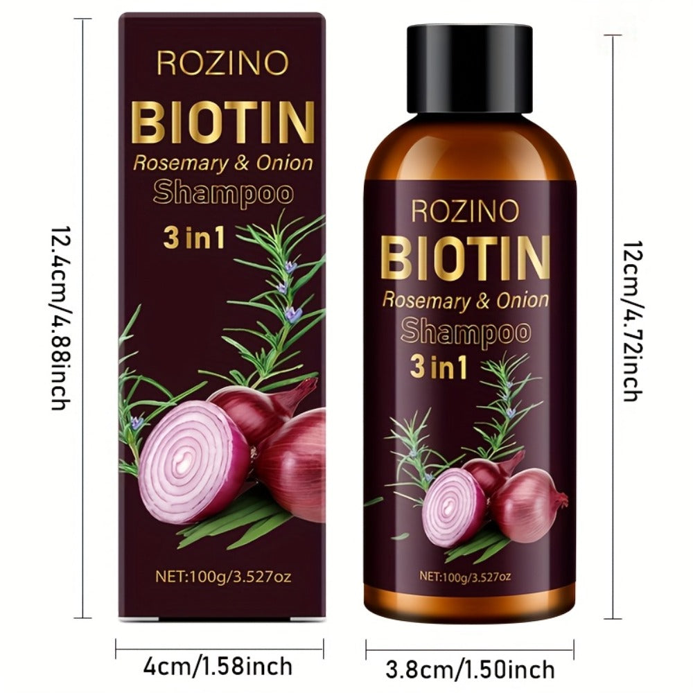 Rosemary Biotin Onion 3-in-1 Shampoo Bar for Damaged Hair - Scalp Nourishing Strengthening Hair Growth Shampoo Cleanses Scalp Debris Moisturizes Roots Revitalizes Hair 100g