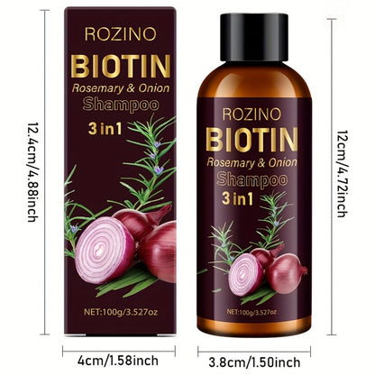 Rosemary Biotin Onion 3-in-1 Shampoo Bar for Damaged Hair - Scalp Nourishing Strengthening Hair Growth Shampoo Cleanses Scalp Debris Moisturizes Roots Revitalizes Hair 100g