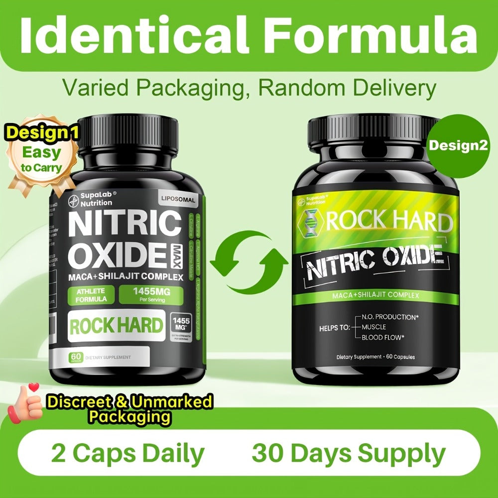 Megneta Nitric Oxide, Men's Vitality Supplement for Energy and Focus, Healthy Blood Flow, Cardiovascular Health, with L Arginine & L Citrulline - 60 capsules
