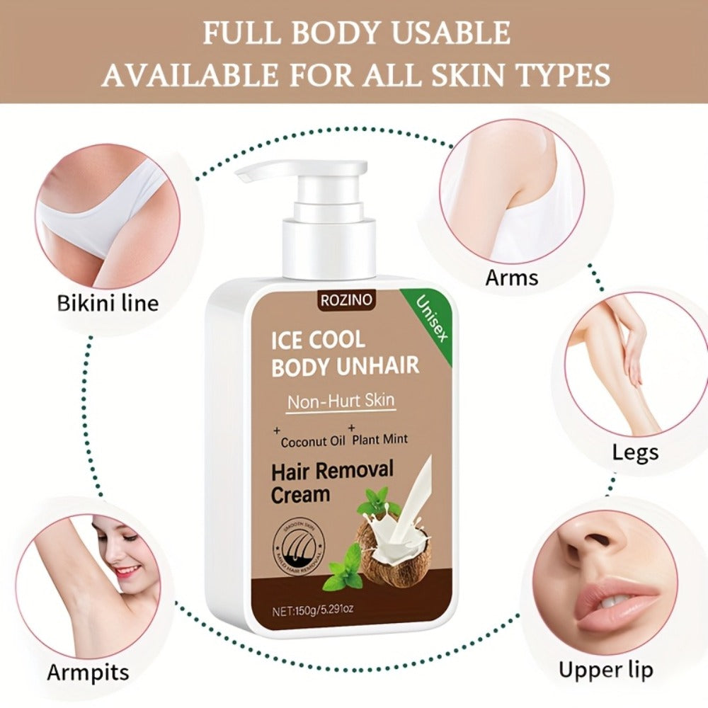 One-time Use, Provides 6 Months of Lasting Smoothness, Instant Hair Removal, 150g Coconut Waxing Cream, Gentle and Non-irritating to the Skin, Semi-permanent Hair Removal, Suitable for Facial, Lip, Underarm, Leg, Arm, and Intimate Area Hair Removal
