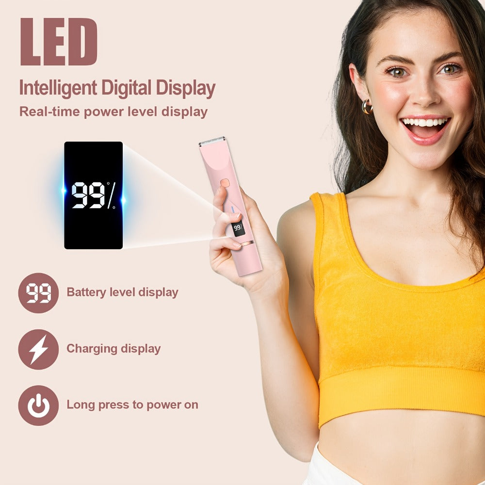 Brand New Upgraded Version with a Built-In Battery Display, Women'S Bikini Trimmer, Bikini Shaver, Dual-Head 2-In-1 Electric Shaver for Women (Suitable for Any Body Part), for Both Wet And Dry Use, Specifically for The Bikini Area