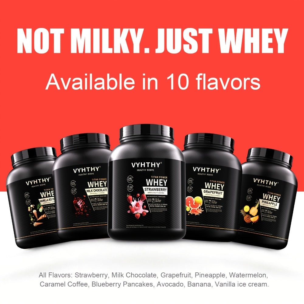 VYHTHY Whey Protein Powder, Premium Milk Protein Powder, Isolated And Hydrolyzed Blend, Suitable for Sports Nutrition And Daily Use, Contains Bcaas, Low in Carbohydrates, Available in Strawberry, Blueberry, Vanilla