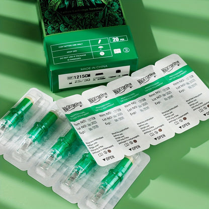 Disposable Tattoo Needles 20pcs Mixed Set - RL RS M1 C-M Multi-Gauge, High Transparency Cartridge, Lasting Sharpness & Ample Ink Capacity for Professional Artists & Beginners