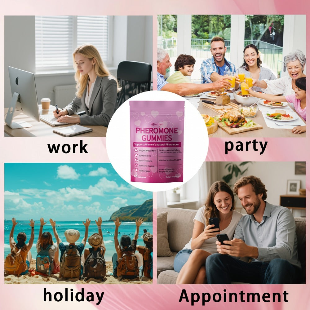 Women's Pheromone Gummies - Natural Attraction & Confidence Booster with L-Arginine, Maca, Beetroot & Pheromone-Enhancing Herbs - 30-Day Supply (30 Gummy Vitamins) - Gluten-Free Strawberry Flavor for Body Freshness & Feminine Balance