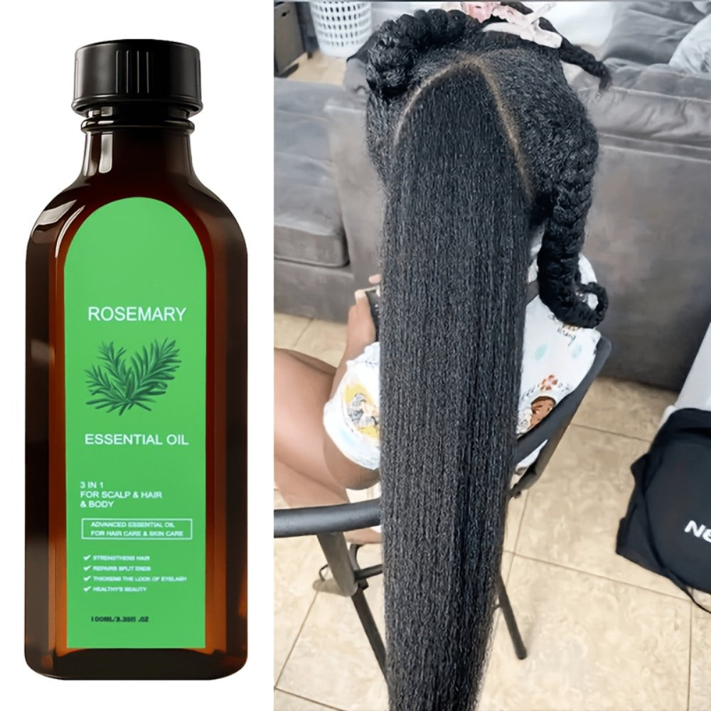 Rosemary Hair Oil Spray with Biotin, Argan Oil & Batana Essential Oil — Deep Moisturizing, Scalp Nourishing, Damage Repair, Shine Enhancing for Dry Damaged Hair, All Hair Types, Unisex, 2 & 3 Pack