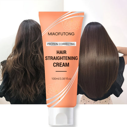 Hair Straightening Cream Protein Formula - Moisturizing Smoothing Deep Hydration Frizz Control, Strengthens All Hair Types, Non-Greasy Lightweight Texture, Salon-Quality Results at Home, 100g