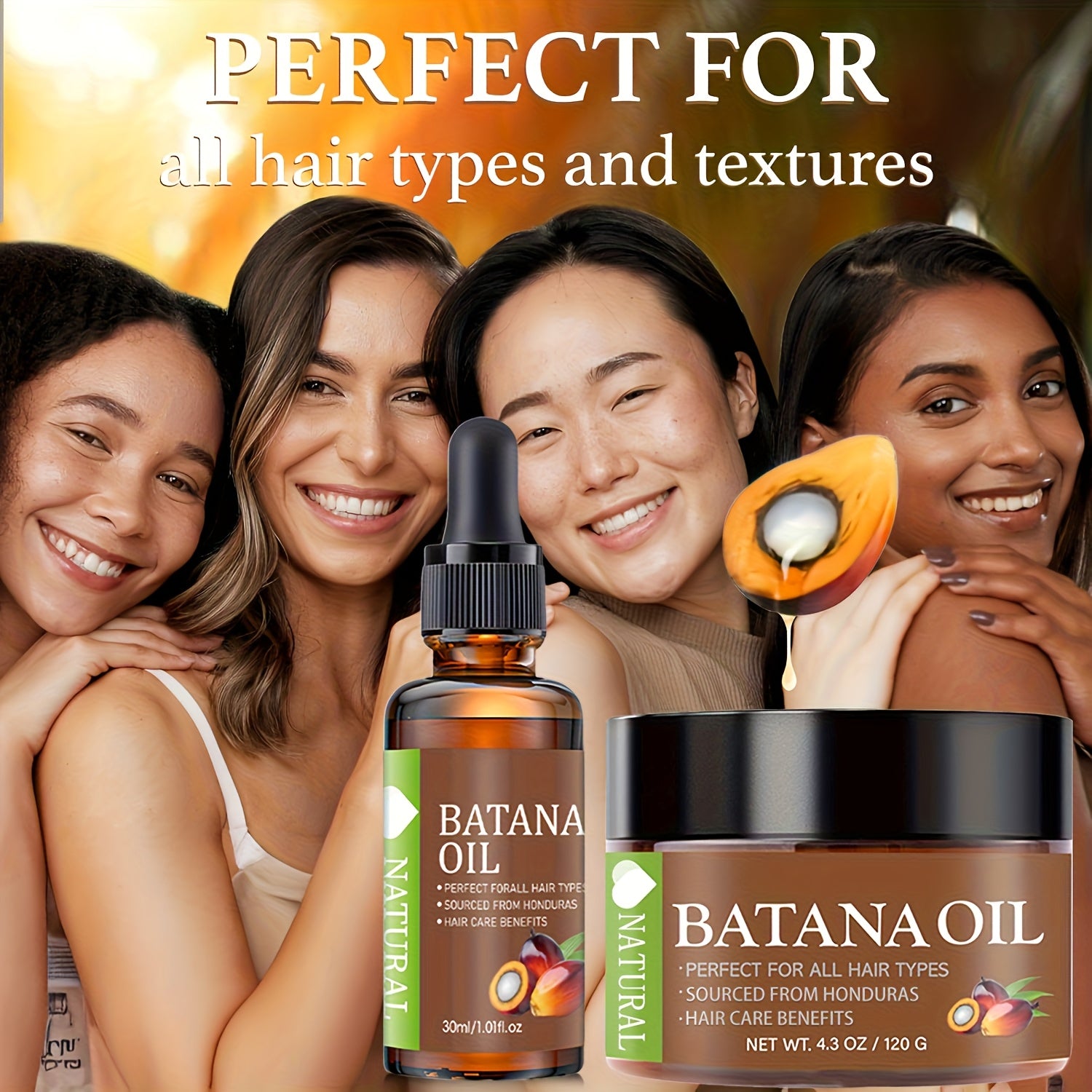 2pcs Natural Honduras Batana Hair Oil 4.3oz + Batana Essential Oil 1.01oz, Soft And Moisturizing Hair Care, Increase Hair Shine, Suitable for Dry And Damaged Hair, Make Hair Healthier, More Refreshed, Stronger, Scalp Nourishment, Lightweight Oil