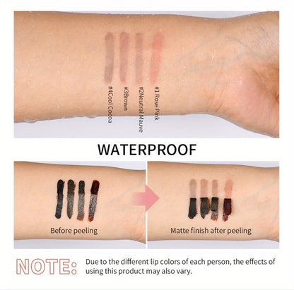 Lip Liner & Lip Stain 2-in-1 Pen Set of 4 — Waterproof Smudge-Proof Matte Lip Tattoo with Natural Acid Formula, Long-Lasting Transfer-Resistant Lip Makeup in 4 Colors