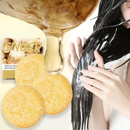 Ginger Shampoo Bar 3pcs × 60g — Natural Handmade Solid Shampoo Bar, Sulfate-Free, Paraben-Free & Vegan | Scalp Stimulating Ginger Formula for All Hair Types | Unisex Travel Size