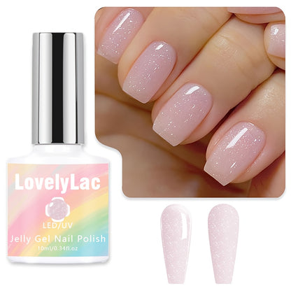 Pink Glitter Jelly Gel Nail Polish – Nail Arch Shaping & Color Gel | Sheer Pink Tone UV/LED Gel | Home & Salon Nail Art | Modern Light Gel for Creative Manicure Designs
