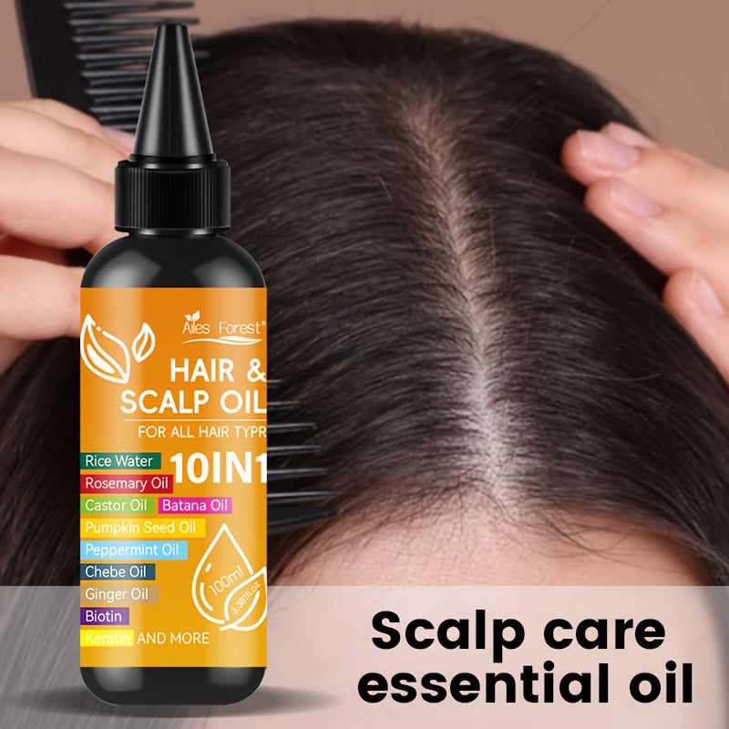 10in 1 Hair Care Oil, Containing Batana, Rosemary, Rice Water, Pumpkin Seeds, Mint, Shea Butter, Ginger, Keratin and Biotin, Moisturizing and Smooth, Suitable for All Hair Qualities, 3.38oz - Moisturizing and Smooth, Anti Manic, Herbal Essence