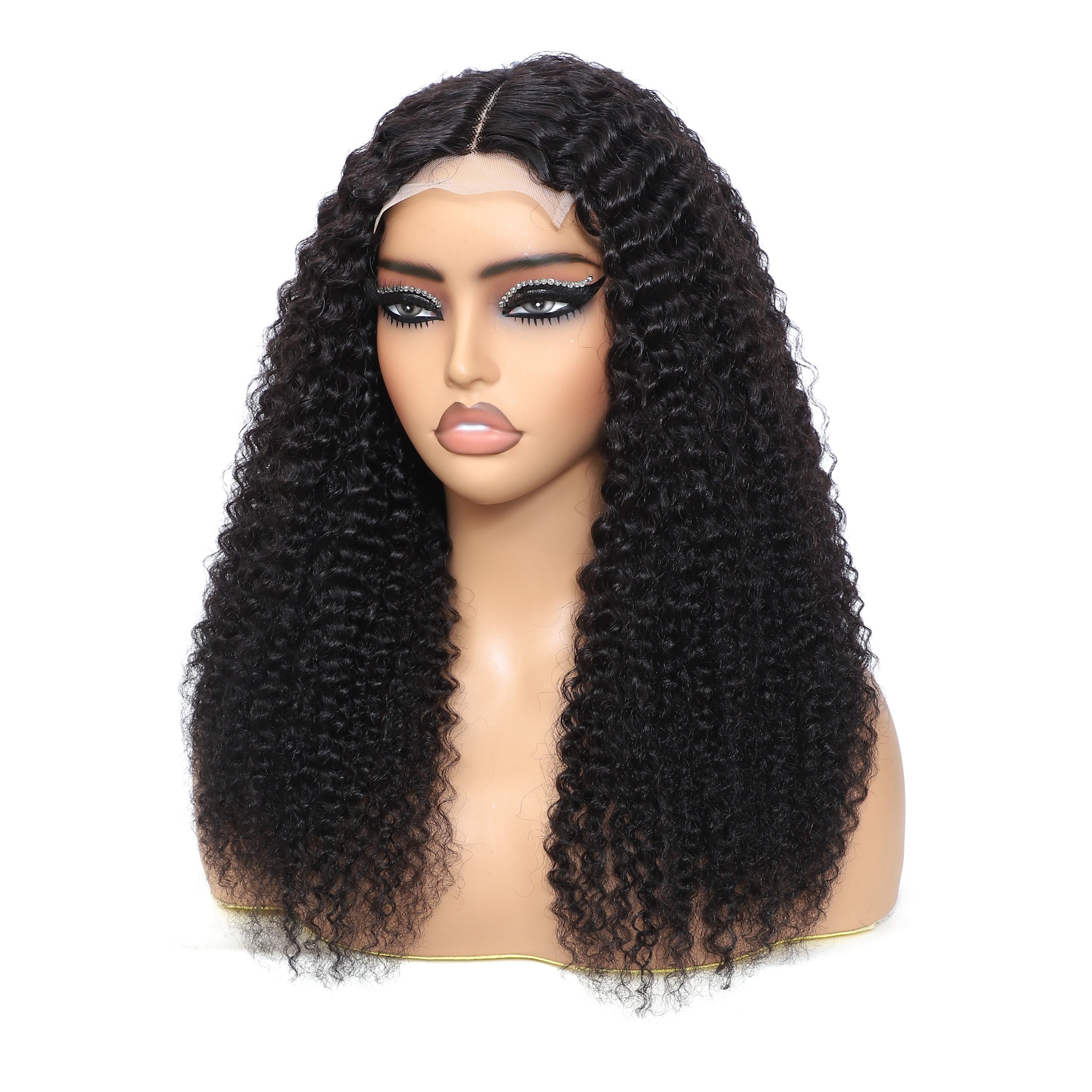 Kinky Curly Lace Front Wigs Human Hair 4X4X1 Lace Closure Wigs 180% Density Kinky Curly Wigs with Brazilian Unprocessed Wig Natural Color