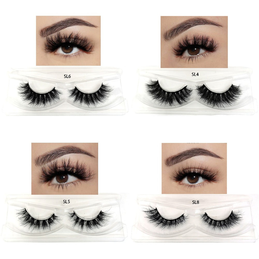 20 Pairs False Eyelashes Natural Long Fluffy Curling Thick Reusable & Lightweight Eyelashes Mix Styles Portable for Daily Use