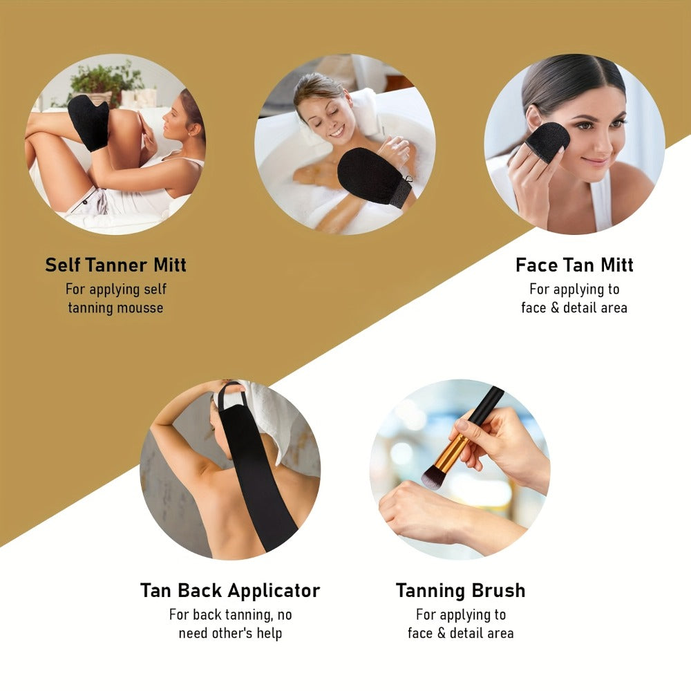 6pcs Pjordo Self Tanner 3.38oz Set, Self Tanner Mousse With Self Tanning Mitt Applicator Kit, 1 Hour Sunless Tanner, Fast Self Tan, Long Lasting Self Tanning Foam, No Fake Tan Smell, Holiday Gifts