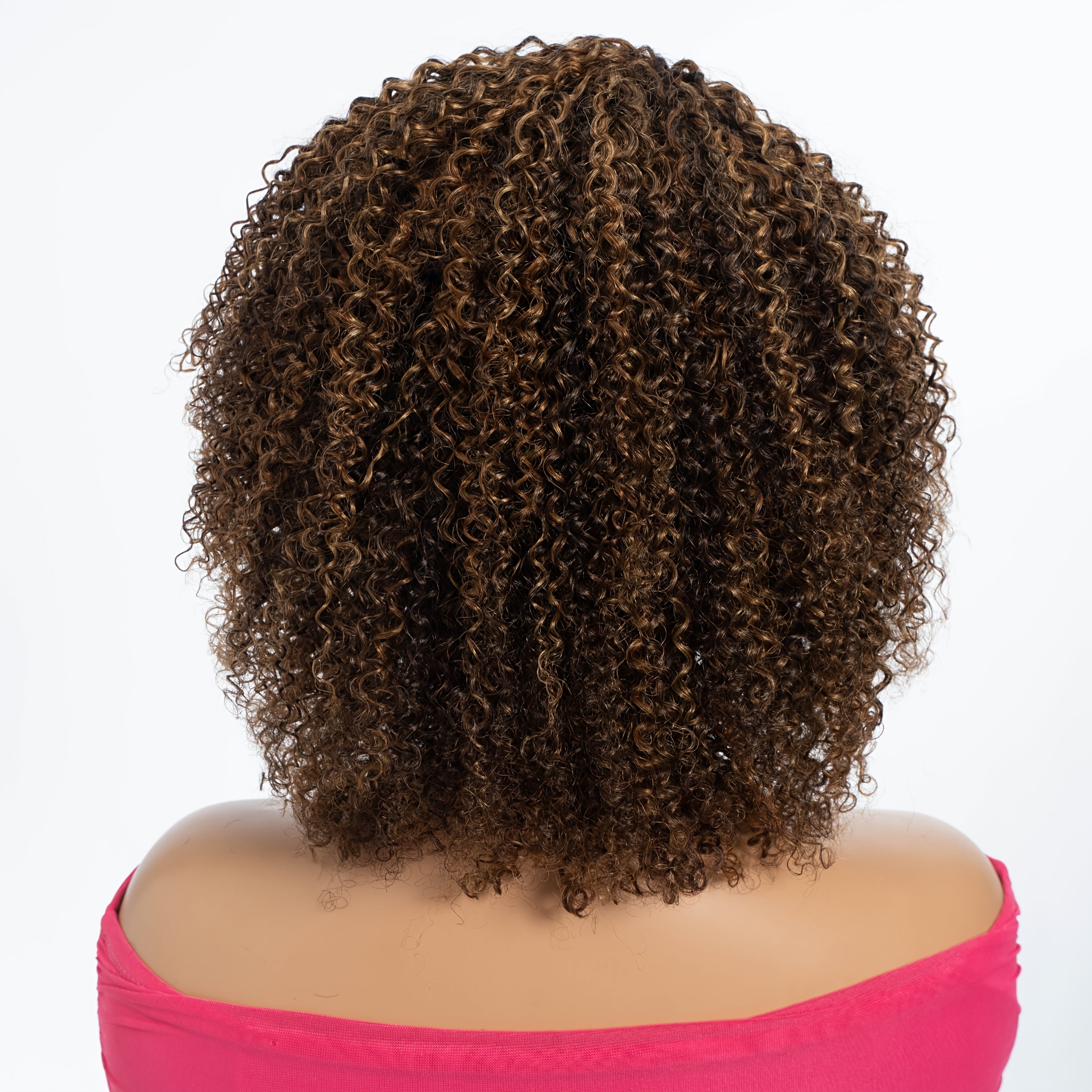 Highlight Short Kinky Curly Human Hair Wigs with Bangs Easy Wear Glueless Wig Brazilian Remy Short Curly Bangs Wig Human Hair for Women