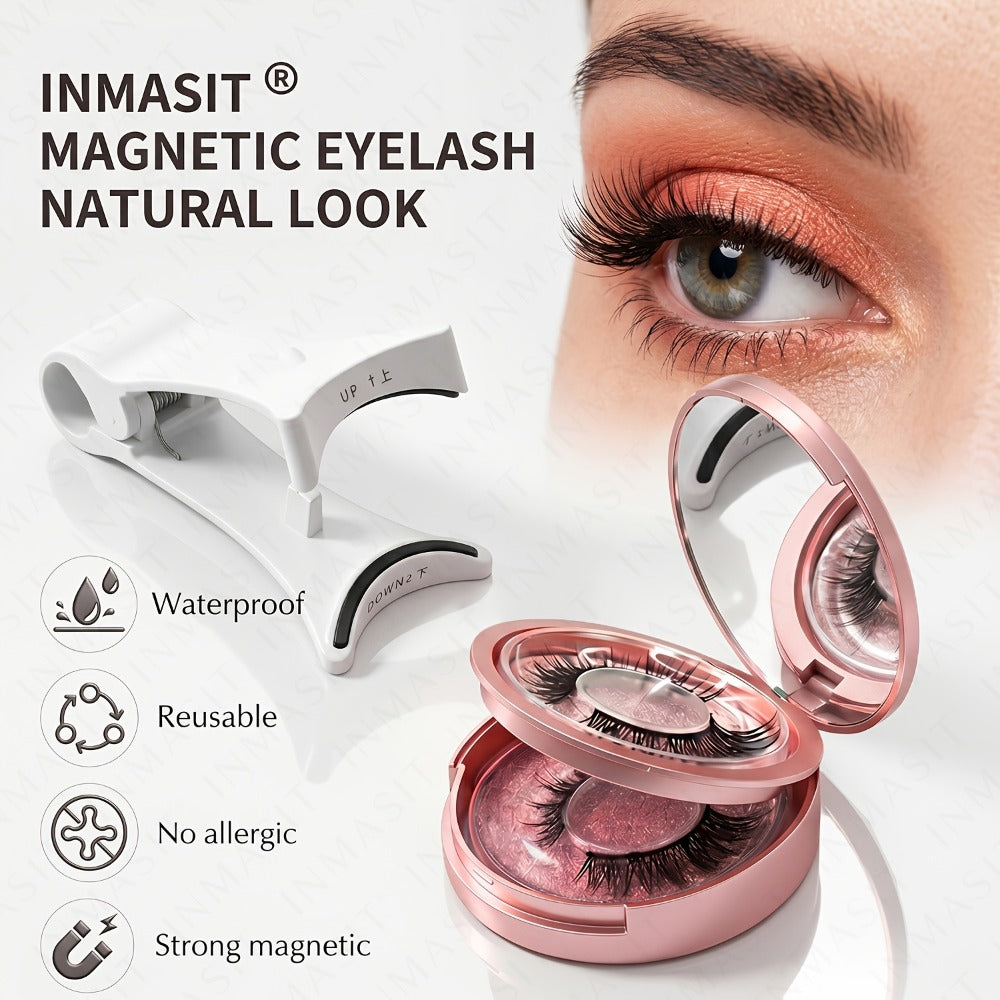Local Repository Magnetic Eyelashes - Magnetic False Eyelashes Set, Glue-Free, Black/Pink Options with Applicator, Reusable & Waterproof Cat Eye Style, Ideal for Daily Wear/Parties/Valentine's Day Gifts, Must-Have for Women's Makeup
