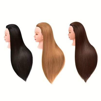 Mannequin Head for Hair Styling Braiding Practice Adult Cosmetology Manikin Head Real Hair Makeup Display Salon Training Tool Brown Blonde Beginner Professional