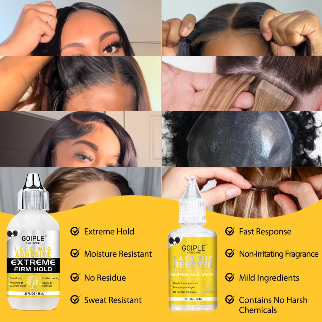 Goiple Wig Styling Kit - Melting Spray, Wig Tool, Lace Wig, And Lace Bonding Kit for Effortless Wig Installation, Lace Glue Kit, Wig Installation Kit, Wig Kit, Wig Supplies, Resistance Bands, Wig Caps, Edge Brush, Hair Comb, Wig Glue, Remover