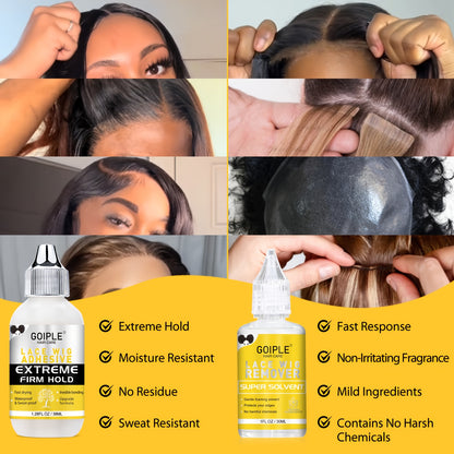 Wig Installation Kit Lace Glue Melting Spray - Complete Wig Styling Set with Edge Brush Wig Cap Hair Comb Resistance Band Glue Remover 9pc or 14pc