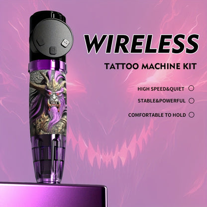 Tattoo Kit Complete Set Cordless Tattoo Gun 1500mAh Power Supply 10 Needles 7 Inks GOLDPLUME Rotary Machine for Beginners & Professionals — 50pcs Needles Available
