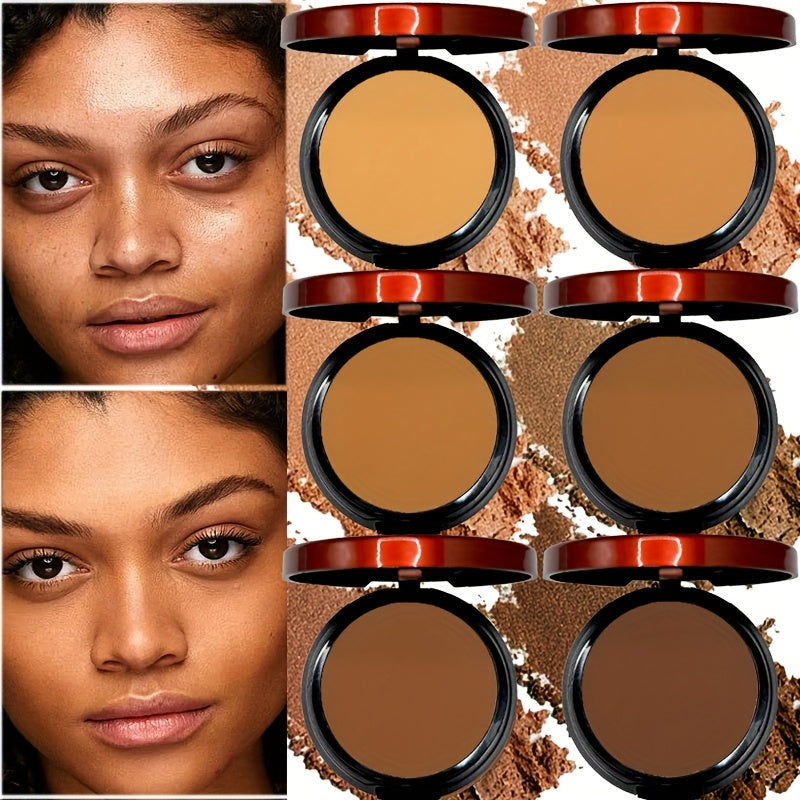 Mother's Day Gift One Pack/Two Packs/6-Shade Matte Contour & Foundation Powder Palette - Light to Dark, Full Coverage, Oil Control, Waterproof & Sweatproof, Includes Blending Puff, Natural Matte Finish
