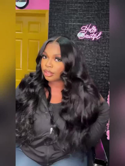 Body Wave Lace Front Wig Human Hair Glueless 4x4x1 Lace Closure Wig Pre Plucked with Baby Hair Natural Hairline Natural Color for Black Women 14-24 Inch