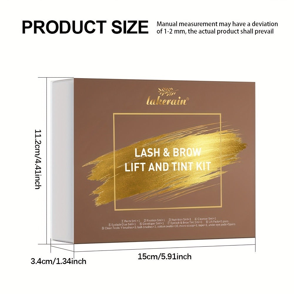 Lash and Brow Lift Tint Kit Brow Lamination Eyelash Perm Set - Long-Lasting Fuller-Looking Lashes & Brows Salon or Home Use Easy DIY Tint Dye Kit Black Brown