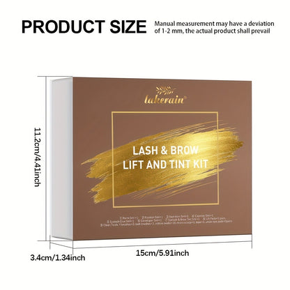 Lash and Brow Lift Tint Kit Brow Lamination Eyelash Perm Set - Long-Lasting Fuller-Looking Lashes & Brows Salon or Home Use Easy DIY Tint Dye Kit Black Brown