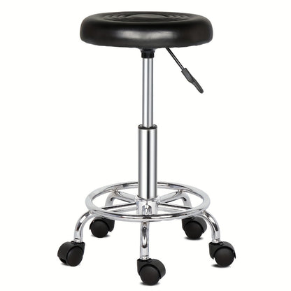 360° Swivel Bar Stool Round Padded Seat with Chrome Base – Adjustable Height Salon & Kitchen Counter Stool, Black or White, 13"x24"
