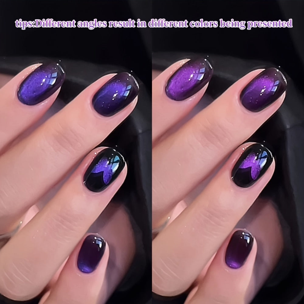XEIJAYI 9pcs 0.51oz Purple Cat Eye Nail Polish Gel Gel Soak Off Nail Magnetic Gel Polish Nail Art DlY for Salon At Home-No Magnetic Stick Included for