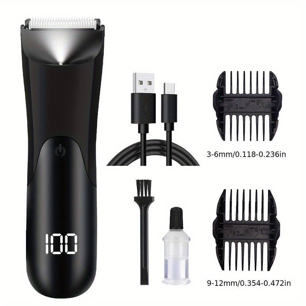 Men'S Groin And Body Hair Trimmer, Electric Ball Trimmer Public Trimmer, with 2 Protective Cover Kits, Ceramic Blade Head, Dry And Wet Shaver-Usb Rechargeable Electric Shaver, 500Mah Lithium Battery Gift Set, Valentine'S Day Gifts, Father'S Day Gift