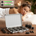 18pcs Hot Stones for Massage with Warmer, Massage Stones with Heater Kit for 4 Sizes, Hot Stone Massage for Professional Or Home Spa Warming Relaxing