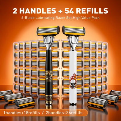 Men's Manual Razor Set with Stainless Steel Replacement Blades - Reusable Handle & High-Capacity Blade Kit for Smooth, Close Shave, Precision Grooming