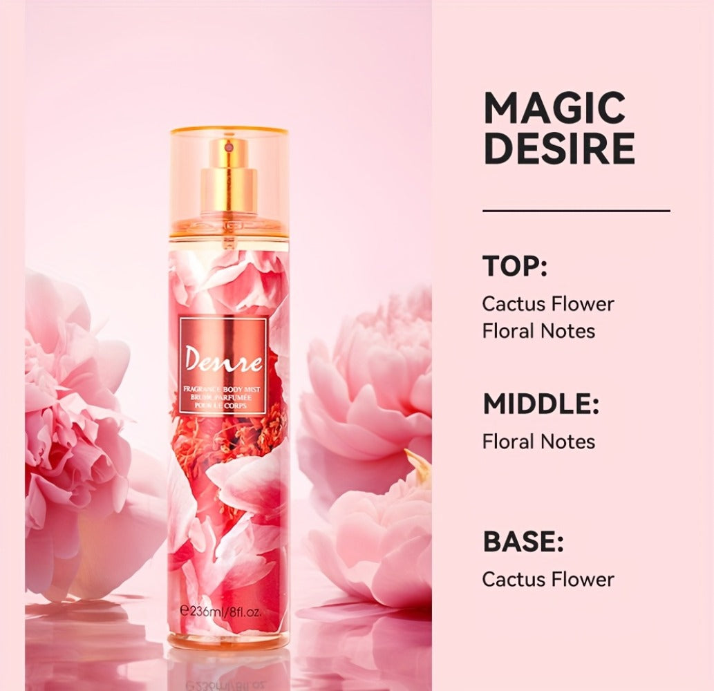 Body & Hair Fragrance Mist for Women 2PCS Set - Long Lasting Perfume Spray 8 fl oz, Fruity Floral Scents Peach Pear Cherry Blossom, Dual Use Body and Hair Spray Gift for Her