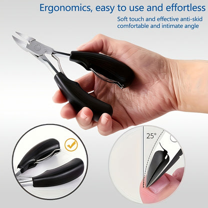 Toenail Clipper Set 7 Piece — Professional Nail Care Kit for Ingrown & Thick Toenails, Angled Head Curved Blade Clippers, Nail File, Cuticle Nipper & Dead Skin Tool | Men Women Elderly